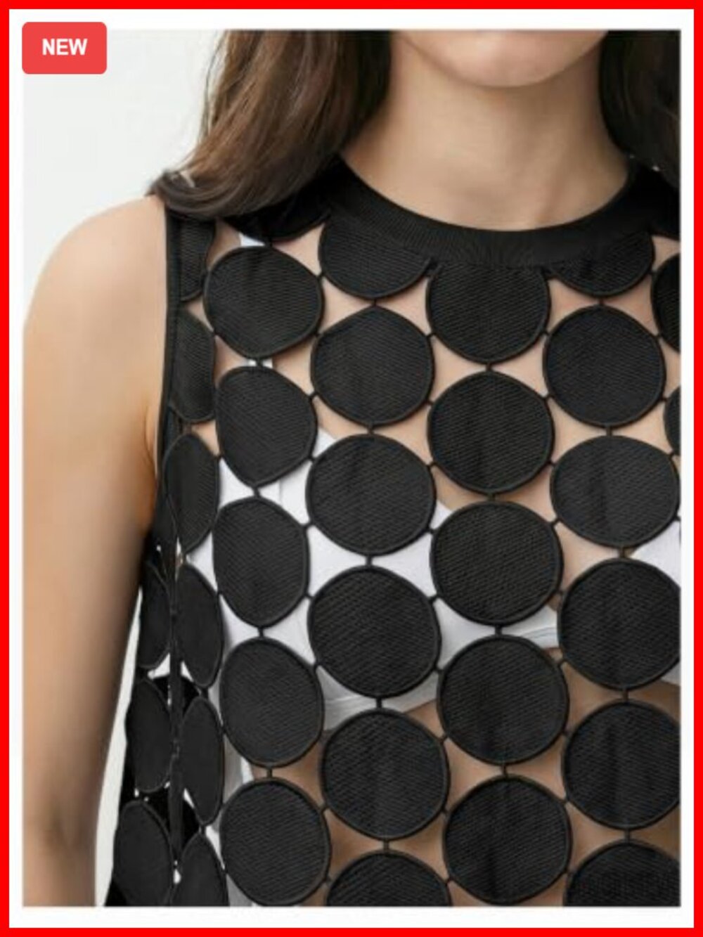Women's Sheer Polka Dot Asymmetrical Tank Top Sleeveless Summer Vest Shirt - Picture 6 of 6